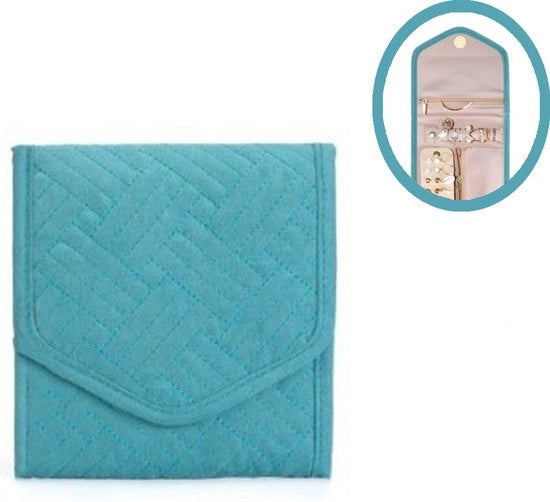 Organizzatore di gioielli - Mini-verde - 1 pezzo - 41*14*1cm - scatola per gioielli - borsa di stoccaggio per gioielli - Organizzatore di viaggio per anelli, orecchini, collane, orologi