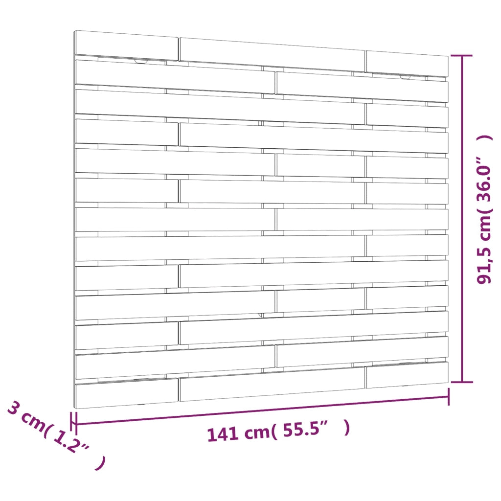 Testiera da Parete Ambra 141x3x91,5cm in Legno Massello di Pino 824711