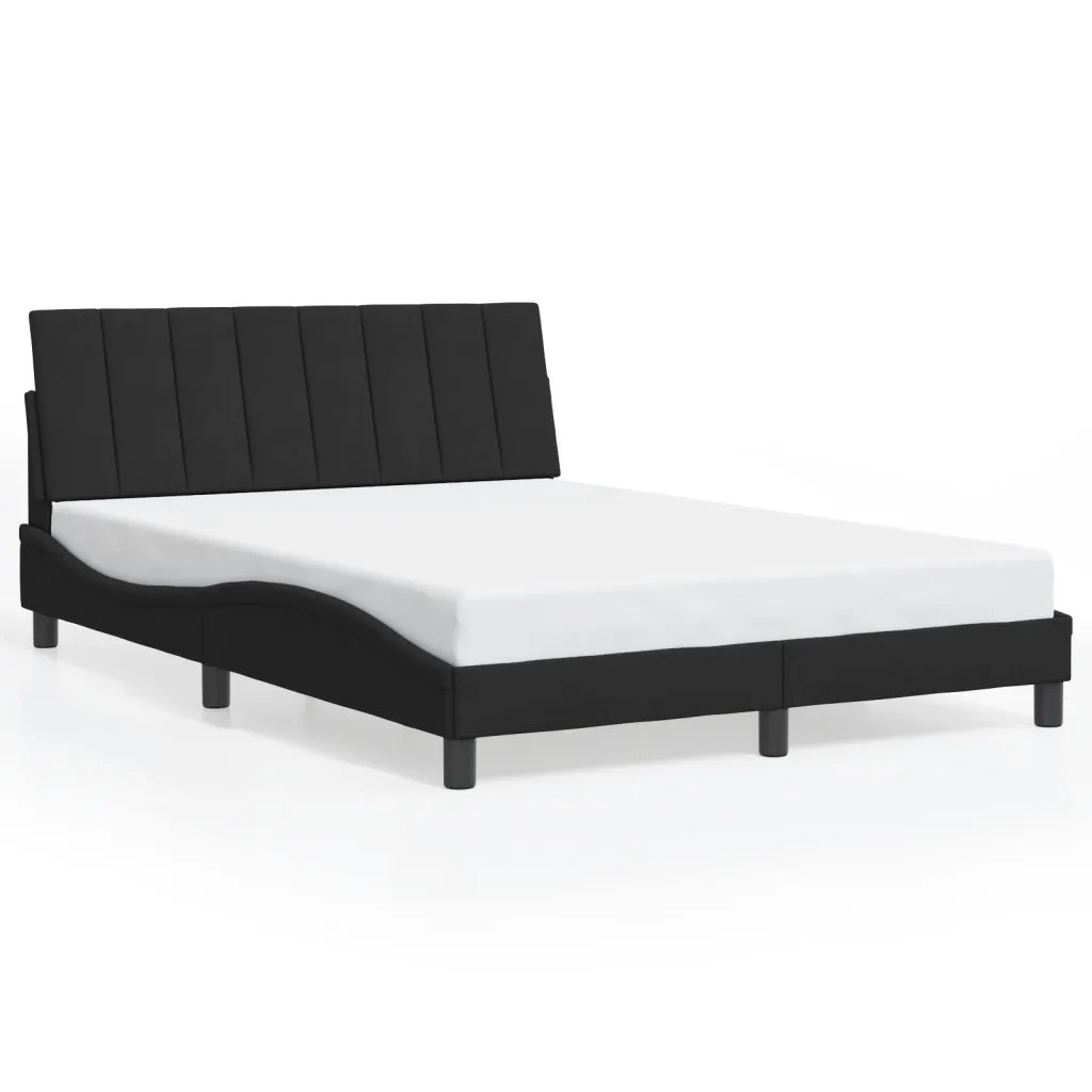 Letto matrimoniale | Letto per adulti | Giroletto con LED senza Materasso Hanko Nero 140x200 cm in Velluto