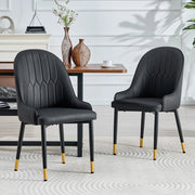 Sedie da pranzo set da 2 in pelle sintetica con schienale a fulmine, seduta imbottita e piedini antiscivolo nero