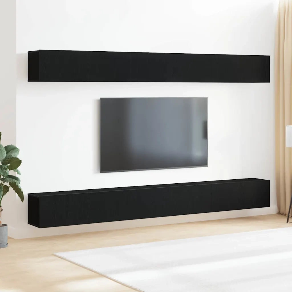 Set mobile TV Montaggio a parete Rovere Nero Legno multistrato 3333059