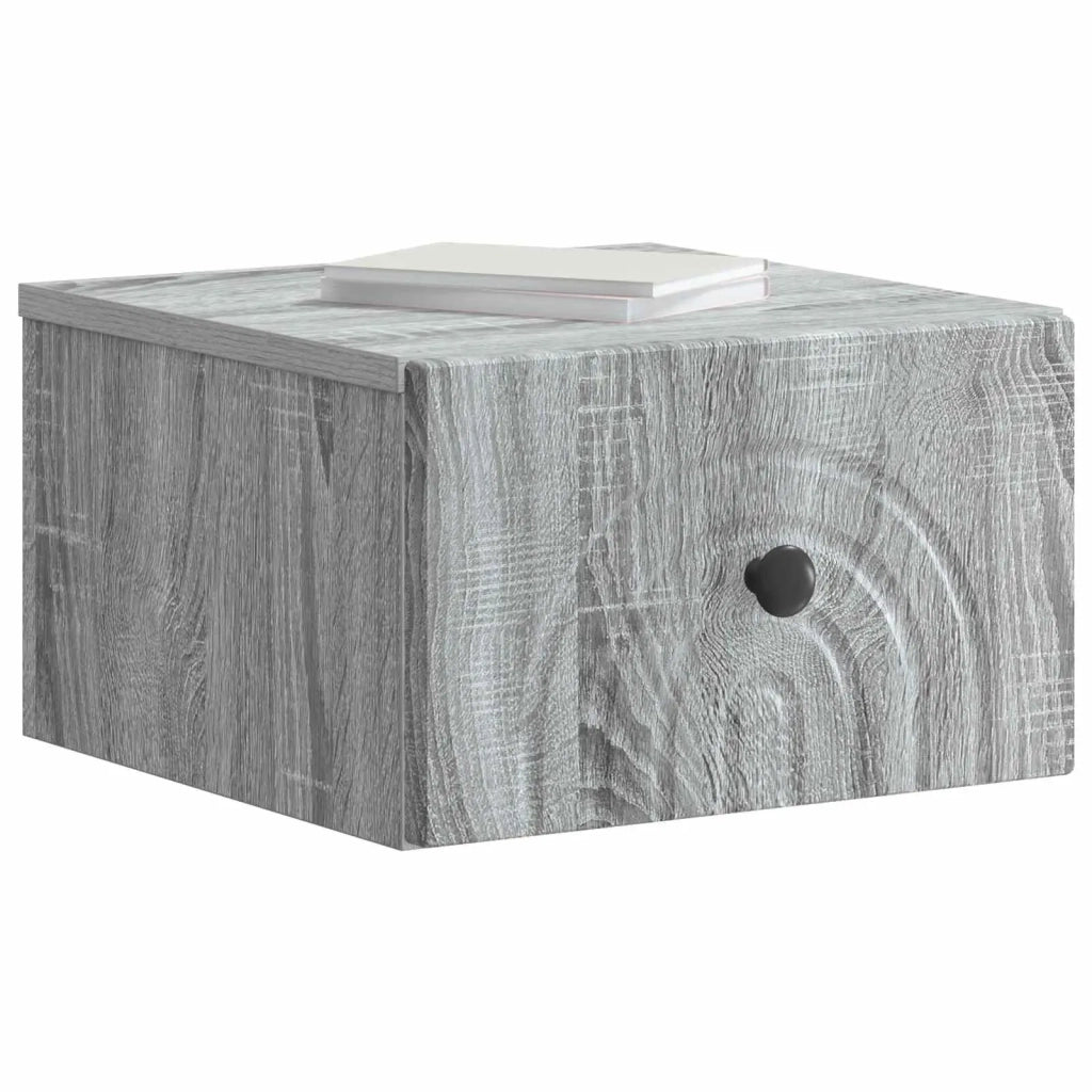 Set di 2 Comodini | Armadio da Notte | Mobiletto da notte a muro Grigio Sonoma 33 x 34,5 x 20 cm