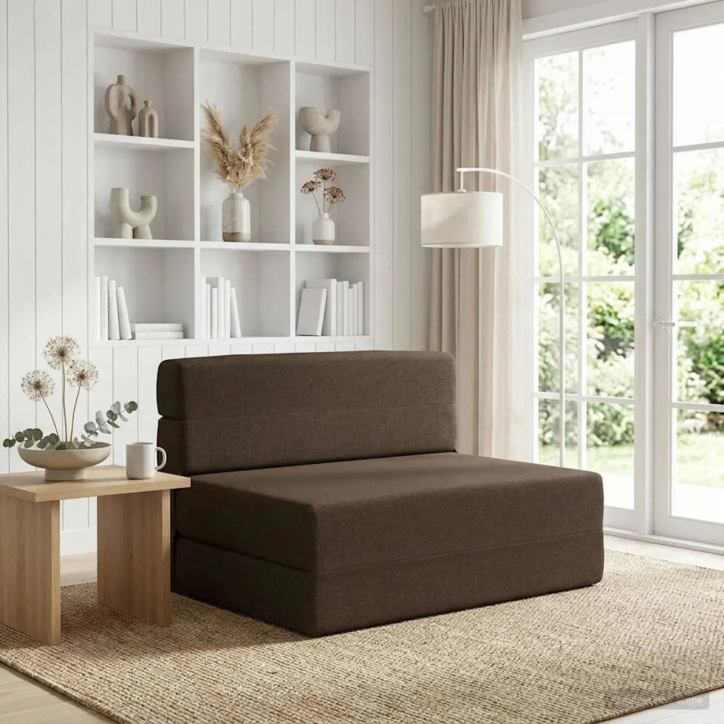 Divano Letto Pieghevole Tortora 70 x 72 x 60 cm Tessuto 900072