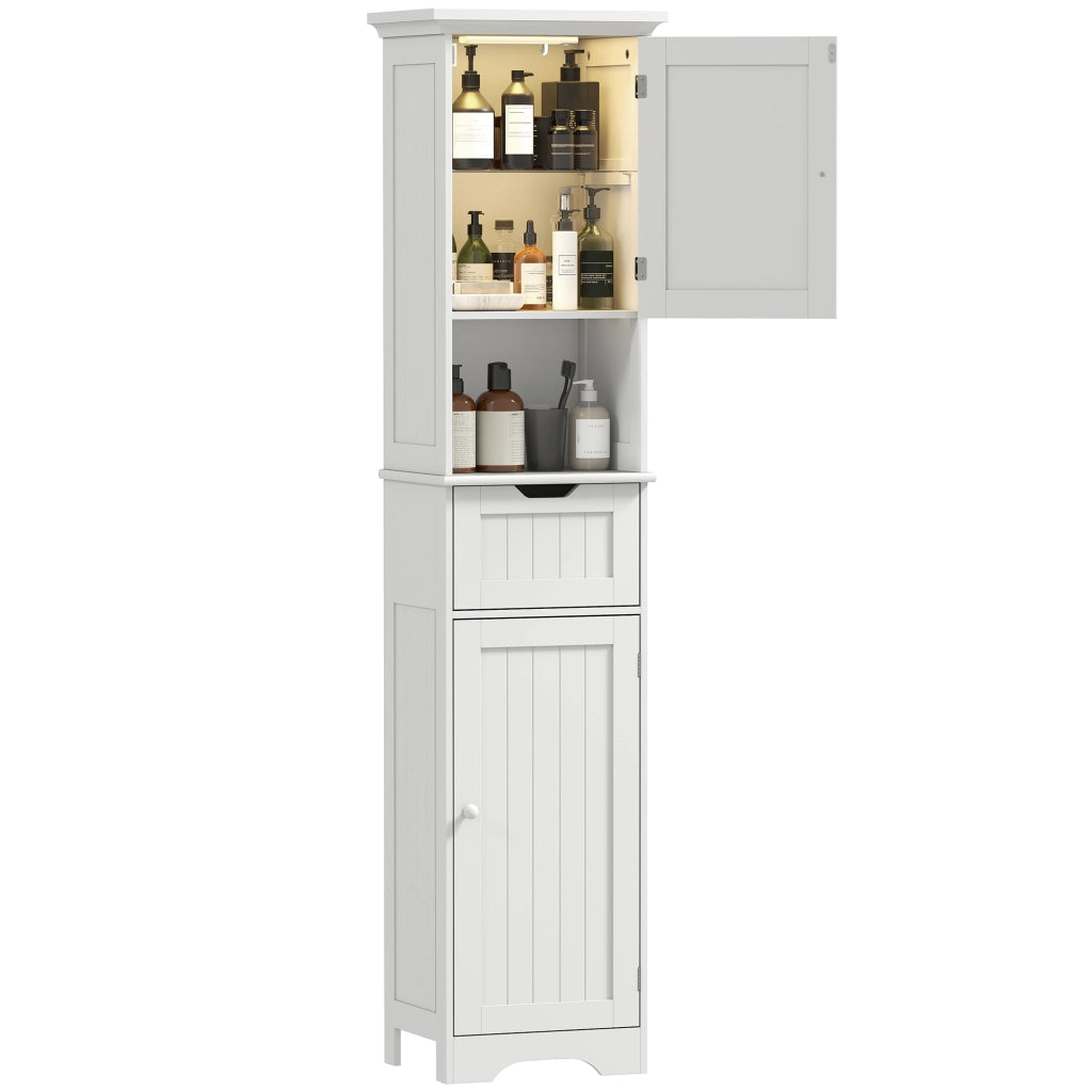 Mobile Colonna Bagno con Armadietti, Cassetto e Ripiano ¨C Minimal ¨C Bianco, Legno, 40x30x170 cm