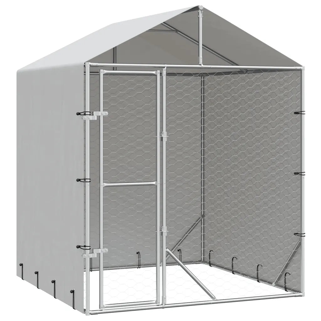 Cuccia Cani da Esterno Tetto Argento 2x2x2,5 m Acciaio Zincato 153676