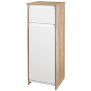 Armadietto Bagno con Cassetto e Anta ¨C Zephmum ¨C 32.6x30x90 cm Bianco e Naturale
