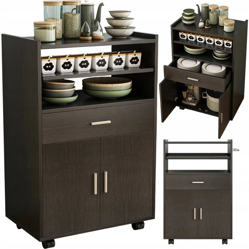 Armadio, carrello da cucina, cassettiera, tavolo, scaffale moderno mobile su ruote bianco