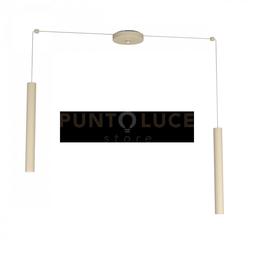 ROUND TUBE SOSPENSIONE 2 LUCI SABBIA CAVO CM.250 CON BASE 1174-S2-SA
