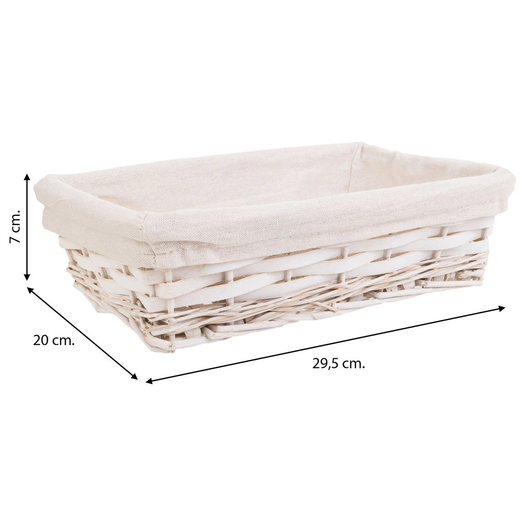 Vassoio in vimini bianco 29,5x20x07h