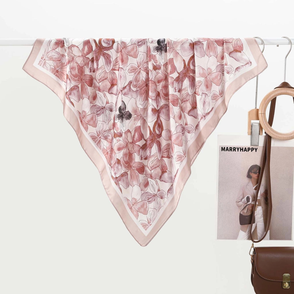 Nuova sciarpa/foulard da donna in seta stampata, piccola, 72 cm, foulard da viaggio alla moda per la protezione solare.