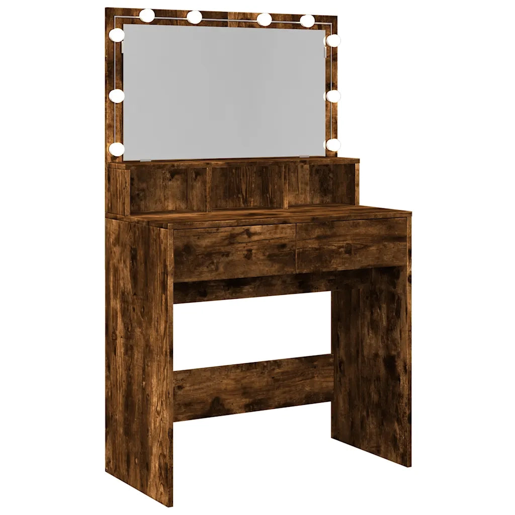 Toeletta | Tavolo da Trucco con LED Rovere Fumo 80x41x134,5 cm