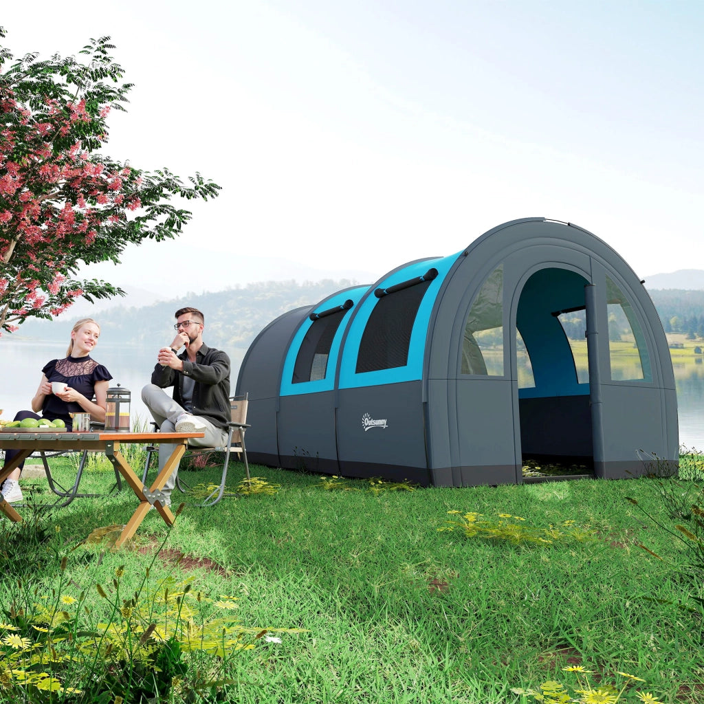 Tenda da Campeggio 3 Posti ¨C Minimal ¨C Grigio e Blu, 480x260x200 cm