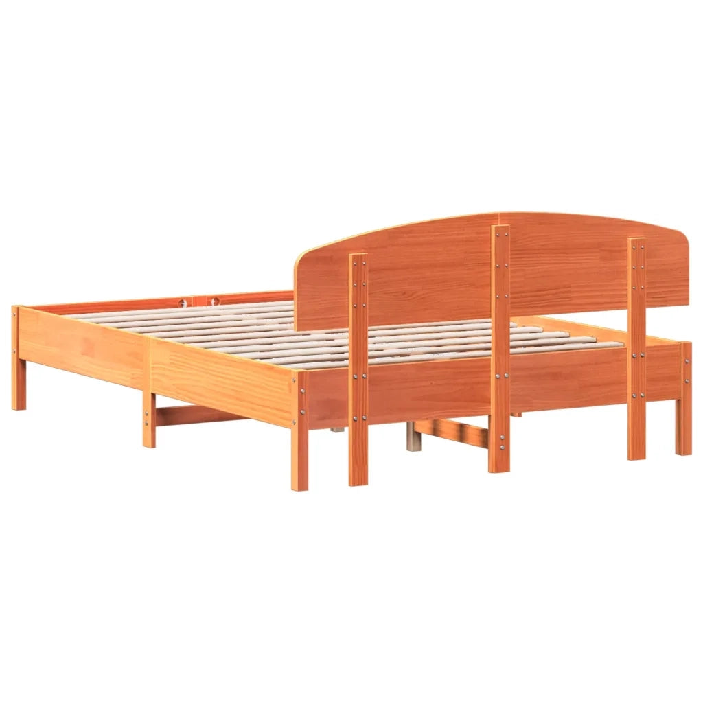 Giroletto senza Materasso-Struttura Letto Marrone Cera 150x200 cm Legno di Pino 385163