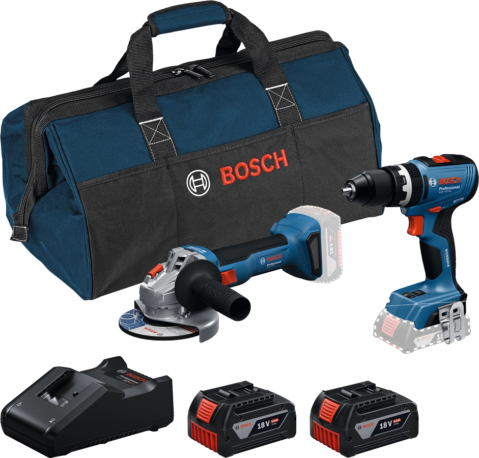 Kit Bosch Professional 18V 0615A5008Z GSB+GWS con 2 batterie 4.0Ah e caricatore
