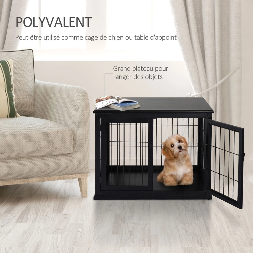 Gabbia per cani in legno MDF ¨C Minimal ¨C 81x58x66 cm nero