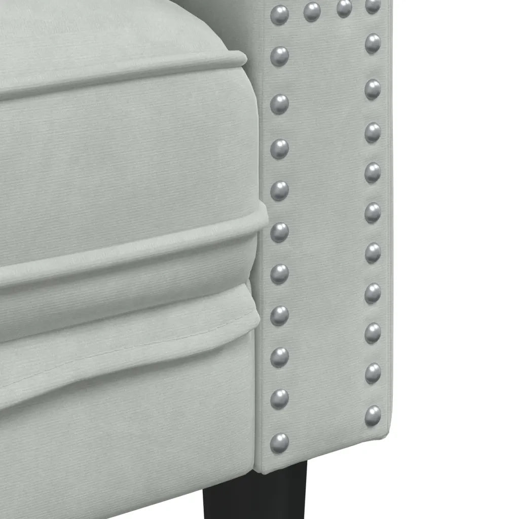Set Divani Chesterfield 2pz con Cuscini Grigio Chiaro Velluto 3209291
