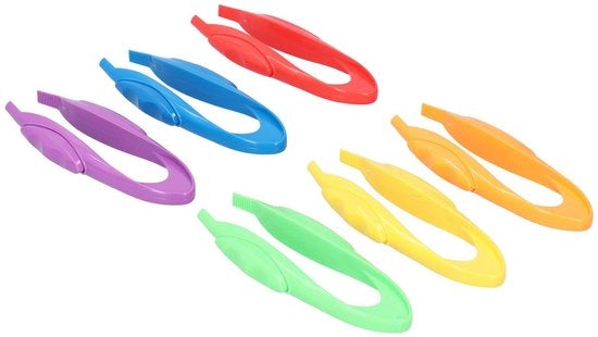 Set di Pinze 6 Pezzi - Materiale di Alta Qualità - Giocattolo Sicuro - Sviluppo delle Abilità Precoce - Adatto per Bambini - Manico Comodo - Clip Giocattolo