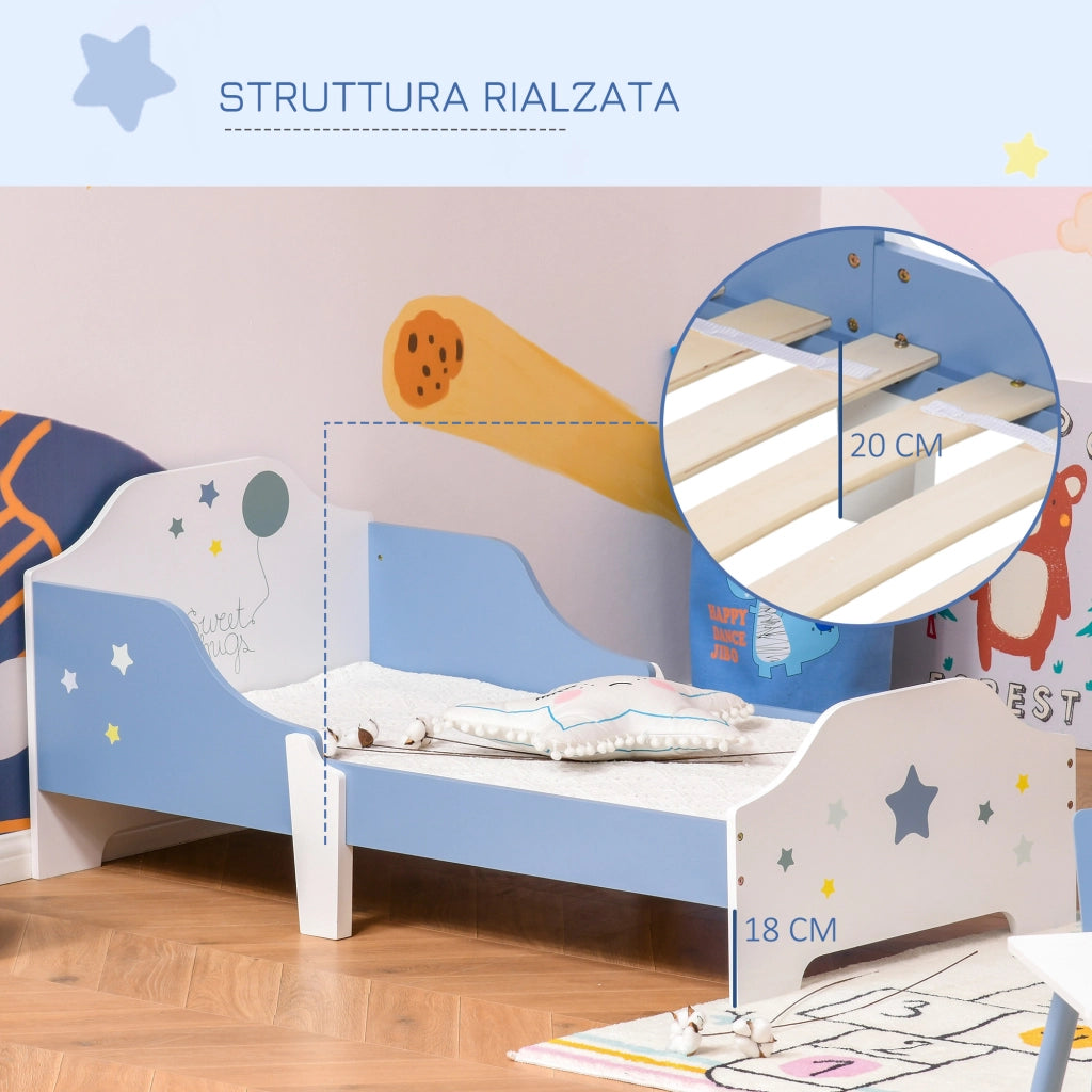 Letto basso per bambini con sponde ¨C Xylo ¨C blu e bianco