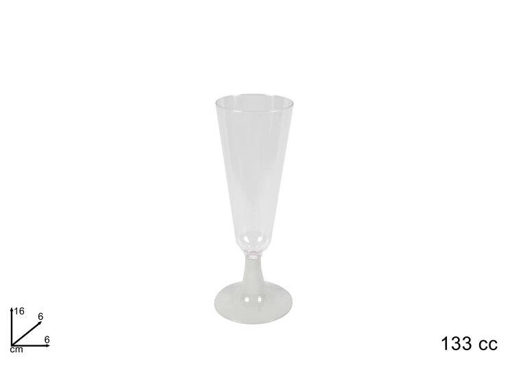 Set 6 Bicchieri Calici Flute in Plastica Monouso Bianco Box Vetrina