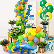 Decorazione di Compleanno per Bambini - Set di Ballooni e Bandiera - Tema Giungla - Verde/Giallo
