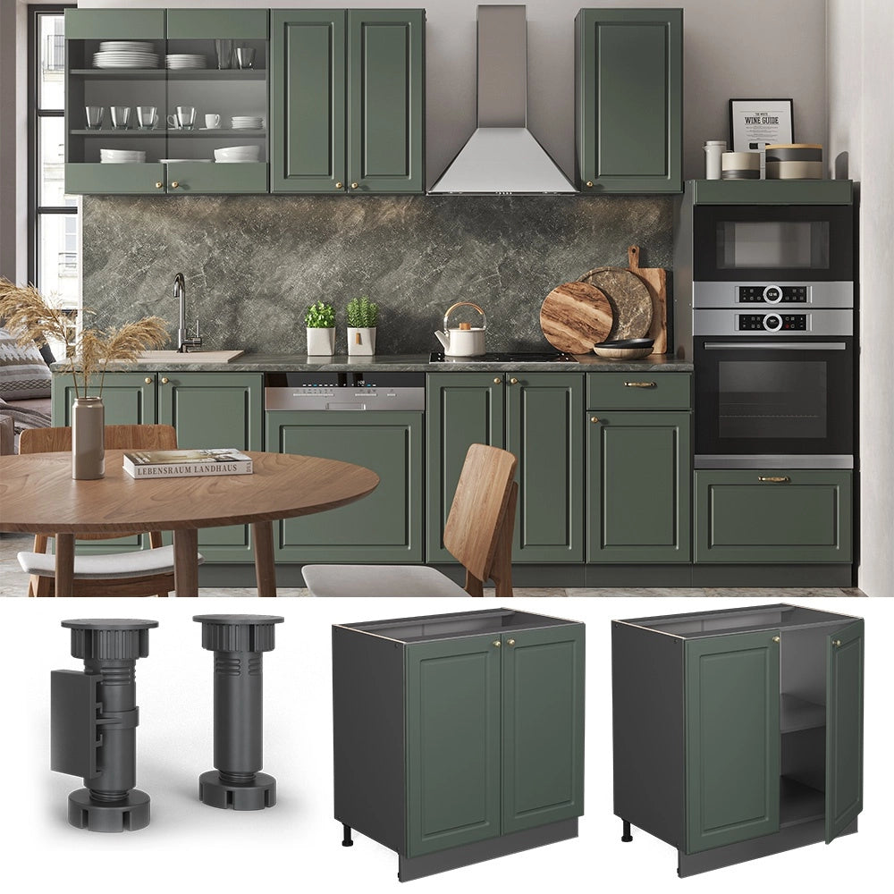 Mobile lavello cucina Fame-Line Verde-oro rustico/Antracite 80 cm con ripiano, PL Marmo Vicco