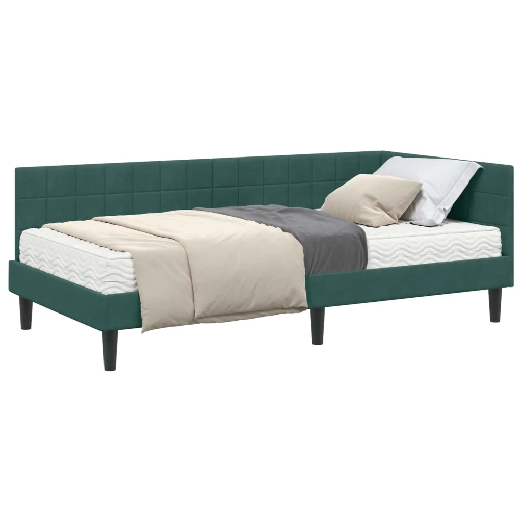 Struttura Letto Angolare con Materasso 2 pcs Verde Velluto 3393980