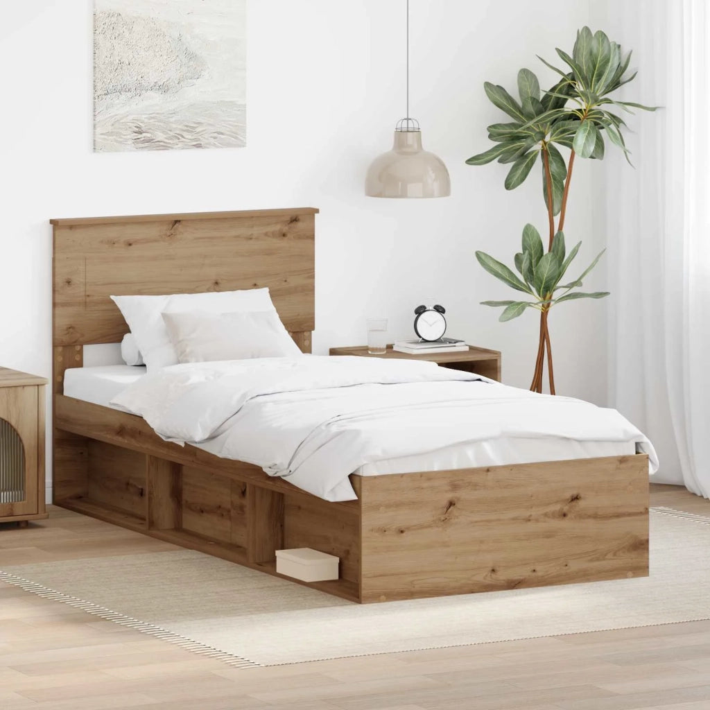 Struttura del letto con testiera Rovere Artigianale 75 x 190 cm
