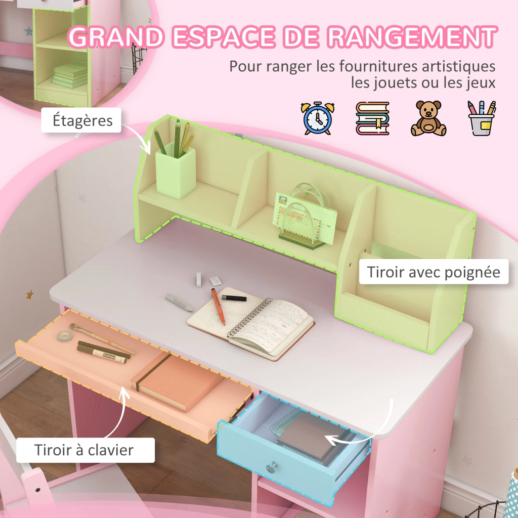 Scrivania bambini con sedia ¨C Minimal ¨C rosa 90x45x90 cm