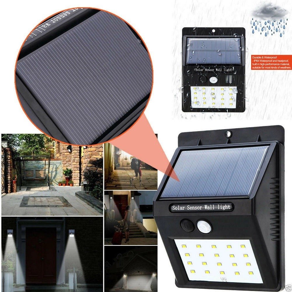 Trade Shop - 4pz Faretto Led Da Esterno Con Pannello Solare Sensore Movimento Crepuscolare -