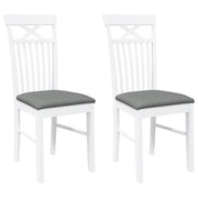 Sedie da Pranzo con Cuscini 2 pz | Sedie da cucina Bianco Legno Massello di Hevea