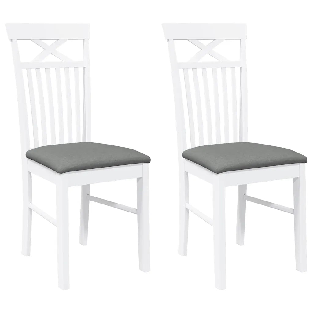 Sedie da Pranzo con Cuscini 2 pz | Sedie da cucina Bianco Legno Massello di Hevea