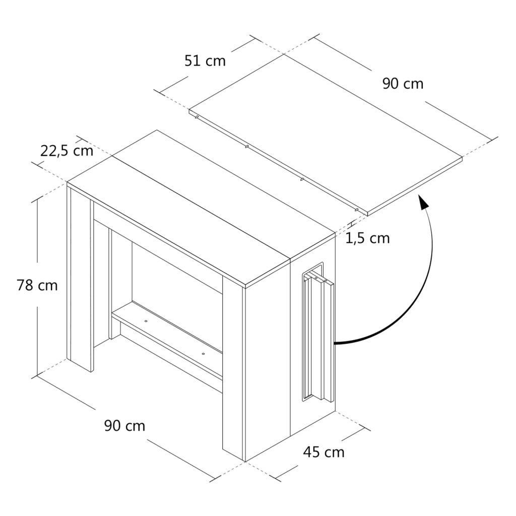 Tavolo consolle allungabile, tavolo da pranzo 45/300×90 cm effetto cemento- Atena