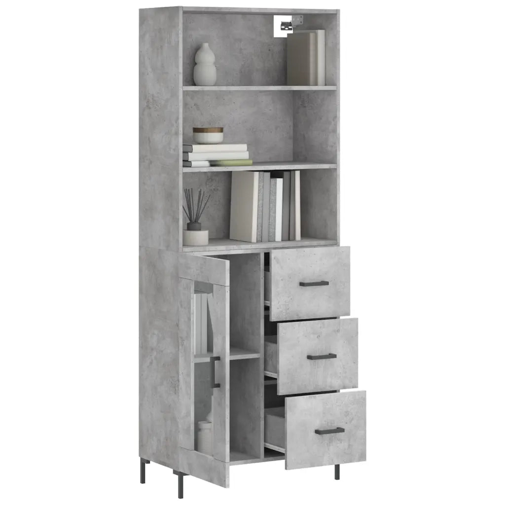 Credenza | Madia | Buffet da pranzo | Armadio da pranzo Grigio Cemento 69,5x34x180 cm in Legno Multistrato