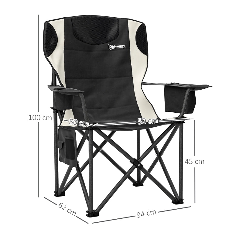 Set di 2 sedie pieghevoli, sedie da campeggio pieghevoli con braccioli, portabevande, poggiatesta, borsa termica, sedie pieghevoli da esterno,