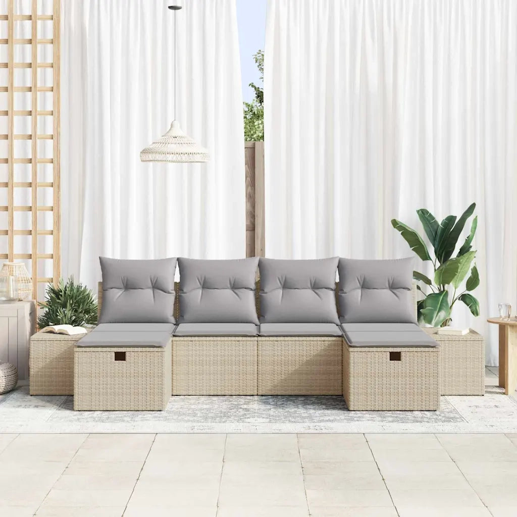 Set Divano da Giardino con cuscino 6 pcs Beige polyrattan 3360751