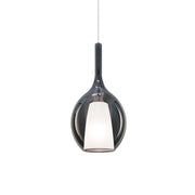 Sospensione Contemporanea Kalique Vetro Fumè Bianco E Cromo 1 Luce E27 H36Cm
