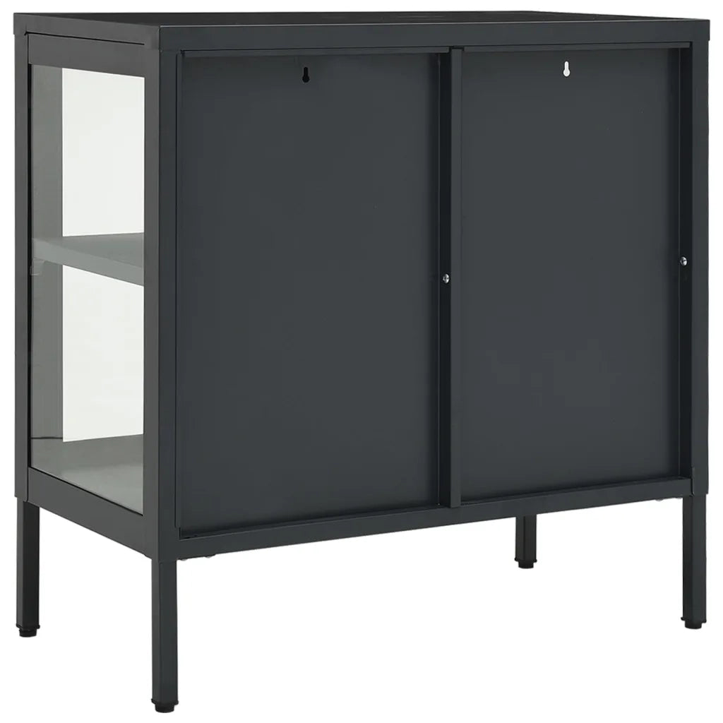 Credenza-Buffet-Armadio da cucina Antracite 70x35x70 cm in Acciaio e Vetro