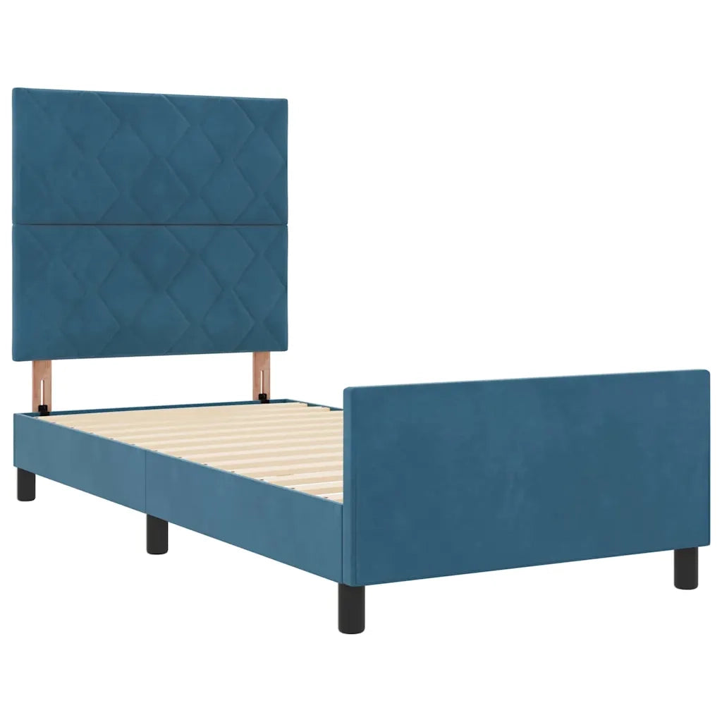 Letto a molle con testiera Blu Scuro 90 x 200 cm Velluto 3344985