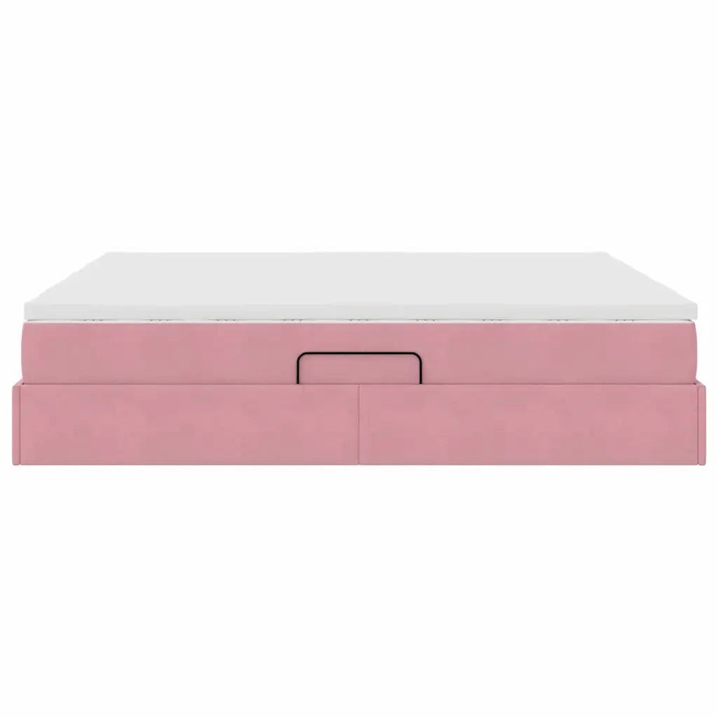 Letto con contenitore e materasso Rosa 180 x 200 cm Velluto 3370366