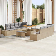 Set Divano da Giardino con cuscino 11 pcs Beige Poly Rattan