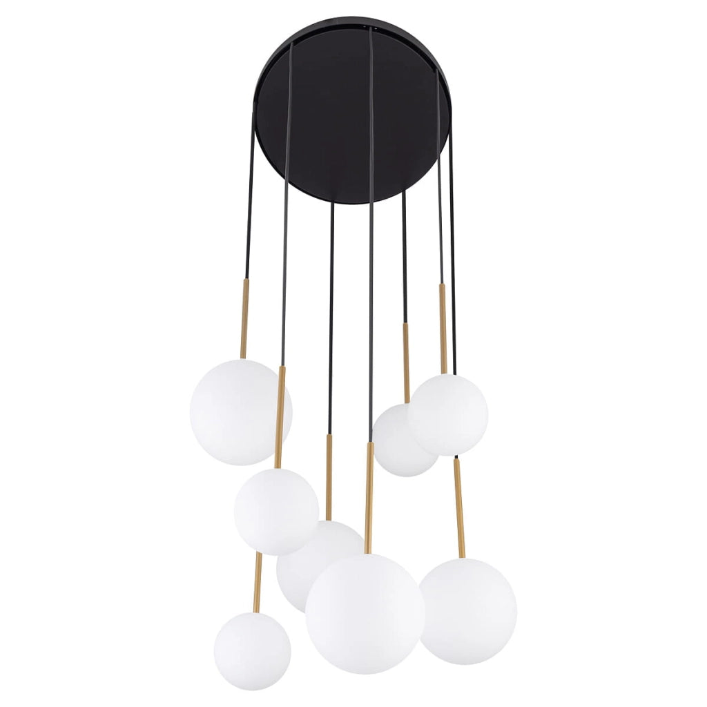 Lampadario Nowodvorski KARO 8 luci sfere bianco nero oro