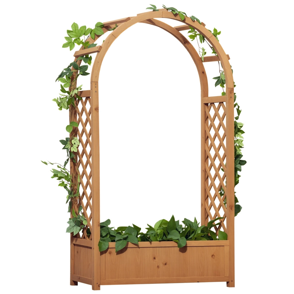 Fioriera con graticcio e arco ¨C Xylo ¨C legno pino pre-oliato 83x36x152 cm