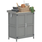 Armadietto da Esterno, Capanno Porta Attrezzi con Mensola, in Legno con 2 Ante per Giardino, Patio, Grigio