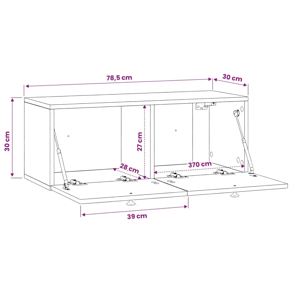 Mobile Porta TV da Muro-Credenza per TV sospesa Grigio Cemento 78,5 x 31 x 30 cm 312489