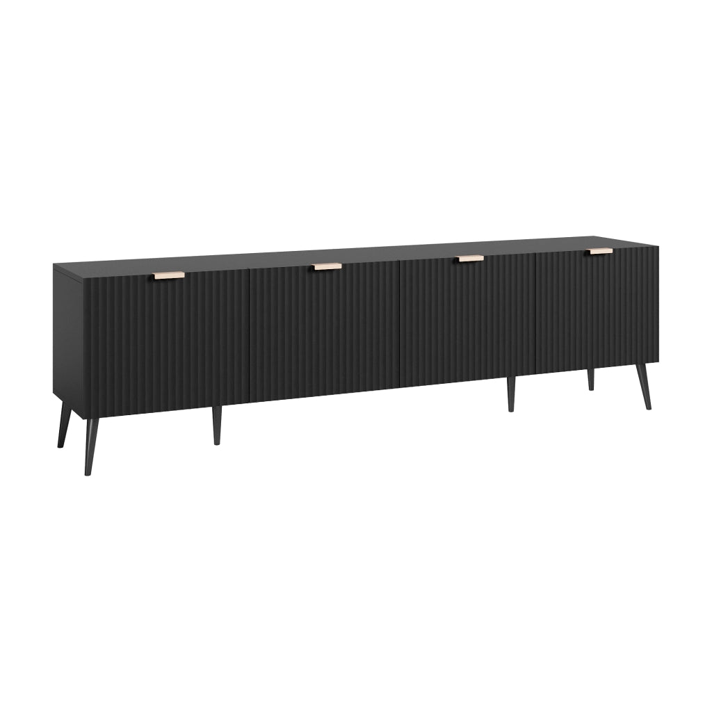 Mobile Porta TV Nand con Ante Decorative 180 x 35 x 51 cm - Nero [en.casa]