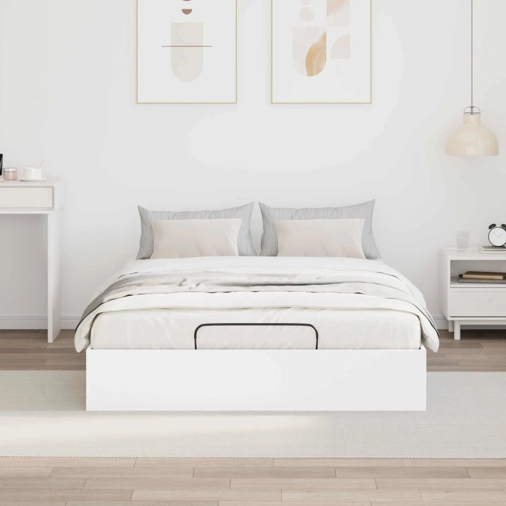 Letto matrimoniale | Letto per adulti | Letto ottomano Bianco 193 x 120 x 25 cm Legno ingegnerizzato