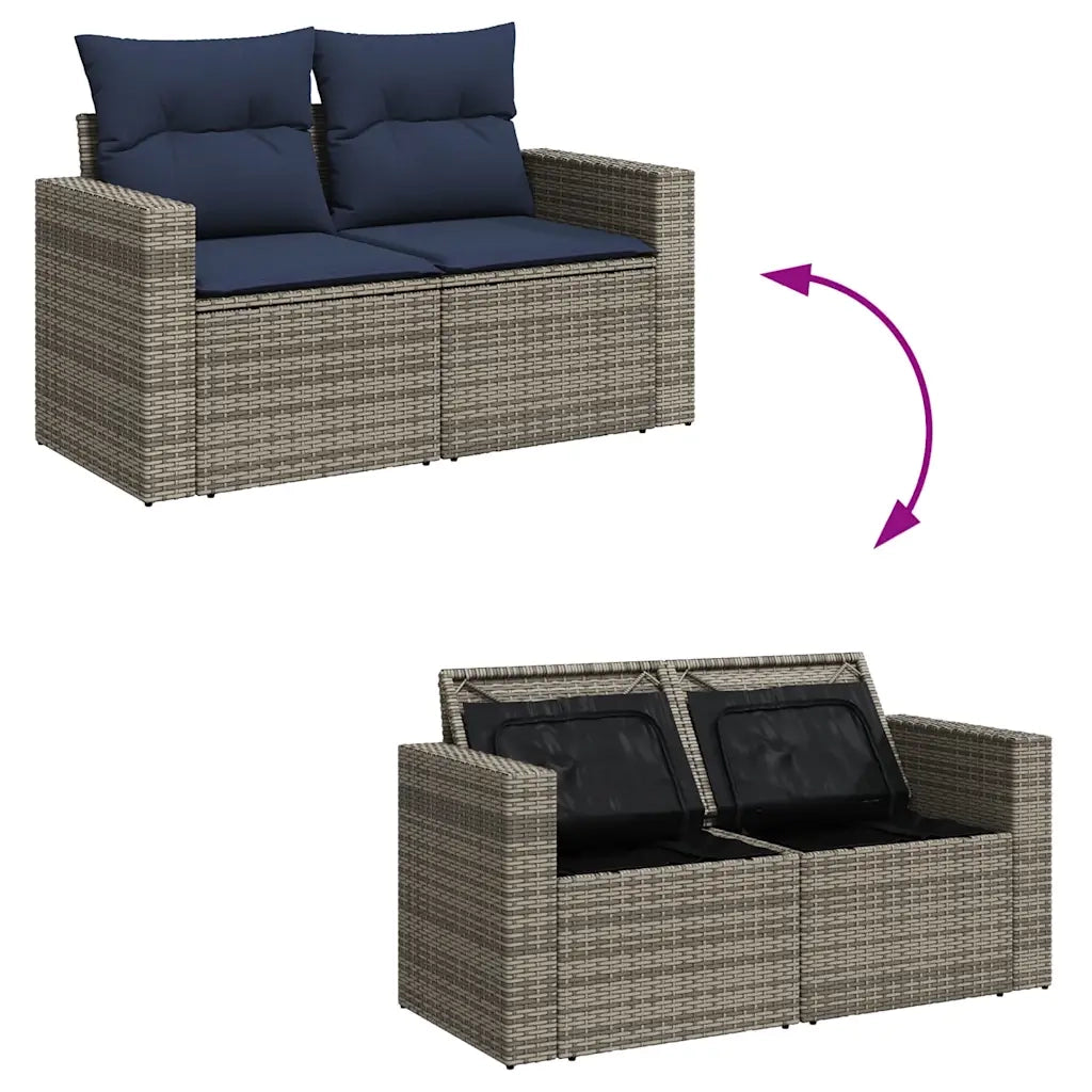 Set Divani da Giardino 8 pz con Cuscini Grigio in Polyrattan 3256586