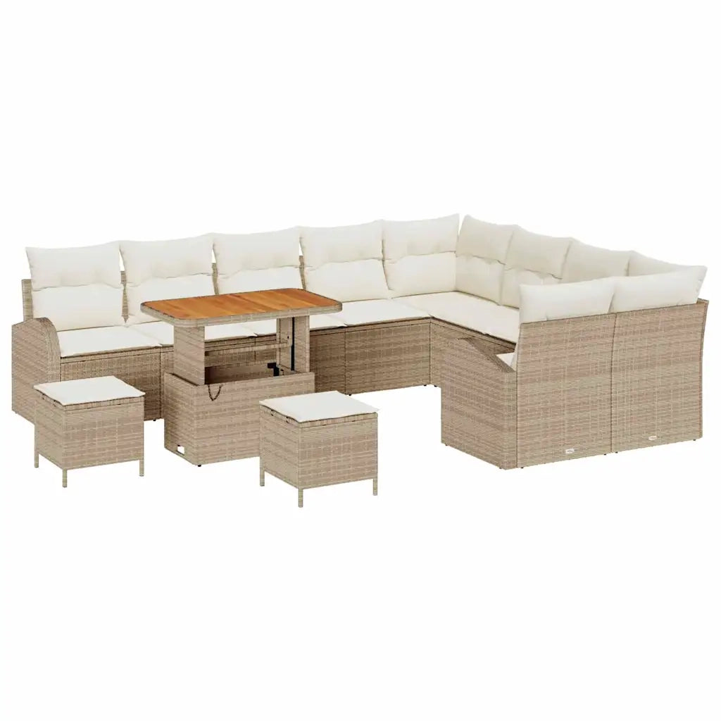 Set Divano da Giardino con cuscino 12 pcs Beige e Crema 3364386