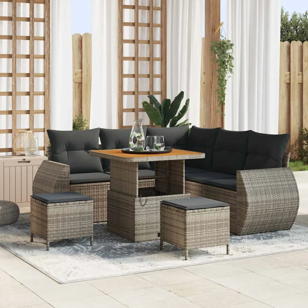 Set Divano da Giardino con cuscino 8 pcs Grigio polyrattan 3363823