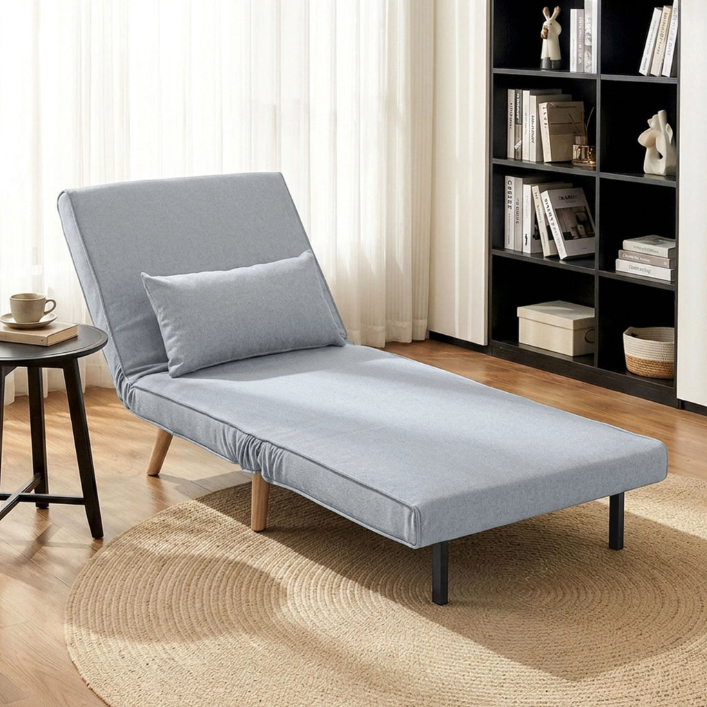 Poltrona letto 1 posto ¨C Zephmum ¨C Grigio con tessuto e cuscino